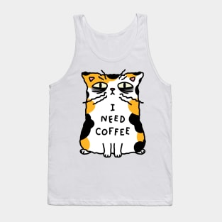 Calico cat - I need coffee Tank Top